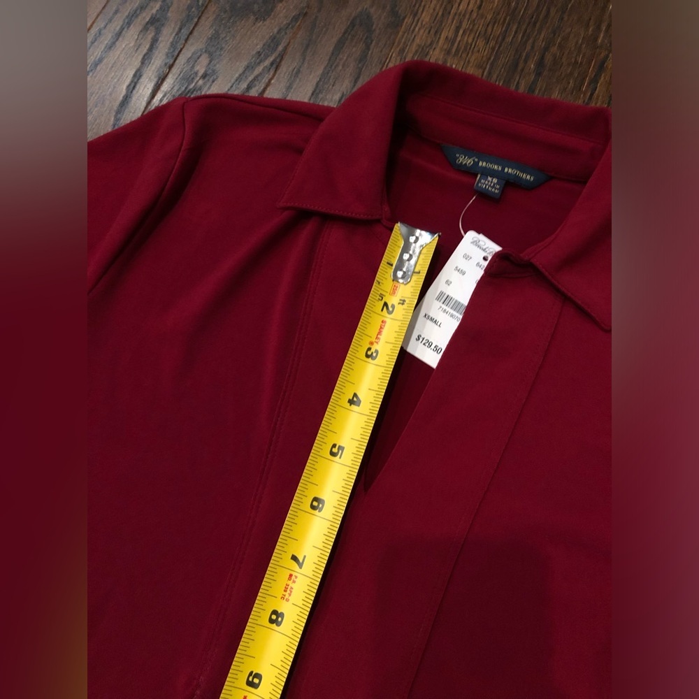 Brooks Brothers Women’s XS Red V-Neck Collared 3/4 Sleeved Belted Sheath Dress - Picture 9 of 11